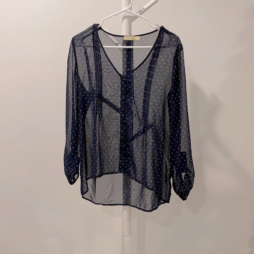 Vintage Y2K Pins & Needles Polka Dot Chiffon Blouse